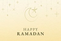 Editable ramadan banner template vector with crescent moon on yellow background