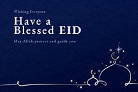 Editable ramadan banner template vector with wishing text on blue background