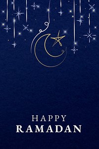 Happy ramadan social media post with star and crescent moon illustration