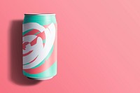 Colorful soda can in flat lay with design space