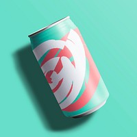Colorful soda can in flat lay with design space