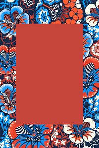 Vintage floral frame vector illustration with batik pattern, remixed from public domain artworks