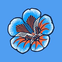 Batik flower vector illustration in blue tone