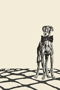 Greyhound dog border on beige background, remixed from artworks by Moriz Jung