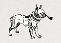 Vintage bulldog dog vector sticker with smoking pipe, remixed from artworks by Moriz Jung