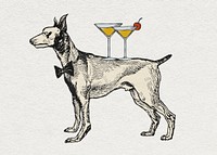 Greyhound dog sticker psd vintage party theme illustration