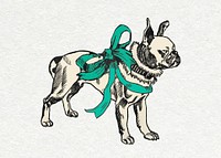 Bulldog dog sticker vector vintage birthday theme illustration, remixed from artworks by Moriz Jung