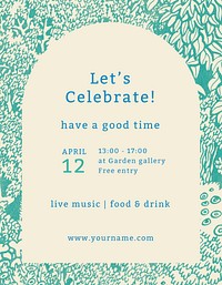 Editable party flyer template psd with quote, let&rsquo;s celebrate 