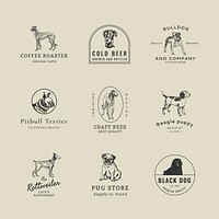 Vintage business logo with vintage dog illustration set, remixed from artworks by Moriz Jung