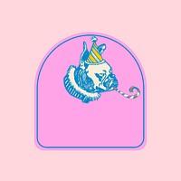 Pitbull dog badge vintage illustration in pink, remixed from artworks by Moriz Jung