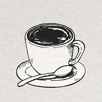 Coffee cup vintage graphic in black and white