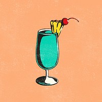 Tropical fruit juice in hand drawn illustration