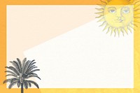 Summer frame with sun and palm tree mixed media, remixed from public domain artworks