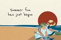 Children playing on the beach in summer, remixed from artworks by Mary Cassatt