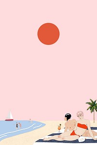 Summer background with people on the beach, remixed from artworks by George Barbier