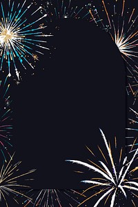 Festive fireworks frame vector on a dark background