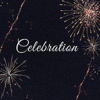 Celebration text with fireworks graphics