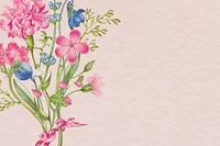 Pink floral background in pastel paper texture style