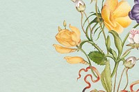 Green floral background in pastel paper texture style