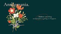 Green floral banner with anthomania definition aesthetic word