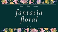 Green colorful floral banner with fantasia definition aesthetic word