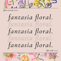 Pink colorful floral social media post with fantasia definition aesthetic word
