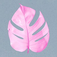 Pink monstera leaf vector in pastel tone