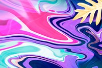 Purple fluid art background vector with leaf