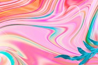 Pink alcohol ink background vector with leaf