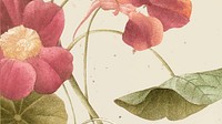 Vintage floral HD wallpaper vector with monk&#39;s cress illustration, remixed from public domain artworks