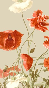 Vintage floral mobile wallpaper vector, remixed from public domain artworks