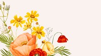 Colorful flower background vector illustration with design space, remixed from public domain artworks