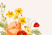 Colorful flower background vector illustration with design space, remixed from public domain artworks