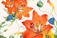 Flower pattern hand drawn background, remixed from public domain artworks