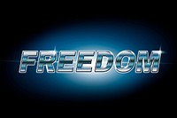 Freedom typography in lens flare font