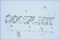 Conflict text in broken glass font