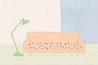 Sofa and lamp background cute home interior illustration 