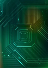 Green futuristic microchip background vector data digital transformation