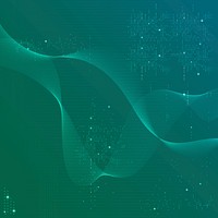 Green futuristic waves background vector with computer code technology
