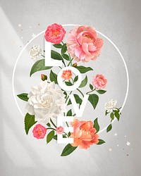 Decorative floral round badge illustration