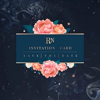 Wedding invitation floral card template vector