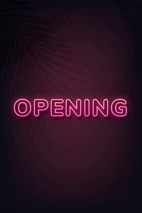 Opening text in neon font