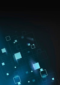 Digital technology background vector with blue neon geometric shapes