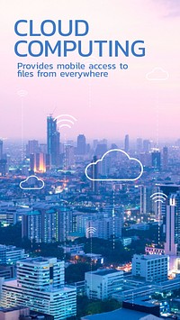 Cloud computing template vector for smart city social media story
