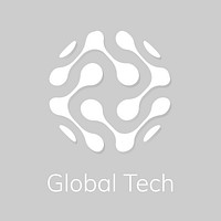 Abstract globe technology logo vector with global tech text in white tone