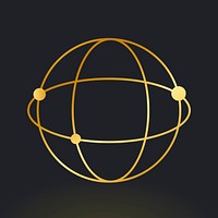 Global network icon in gold tone