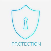 Technology logo psd with shield lock icon in blue tone