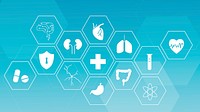 Medical technology icon set for health and wellness