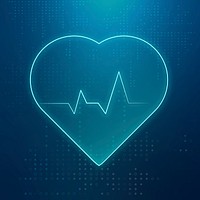 Blue heart pulse icon for healthcare technology