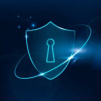 Lock shield cyber security technology in blue tone